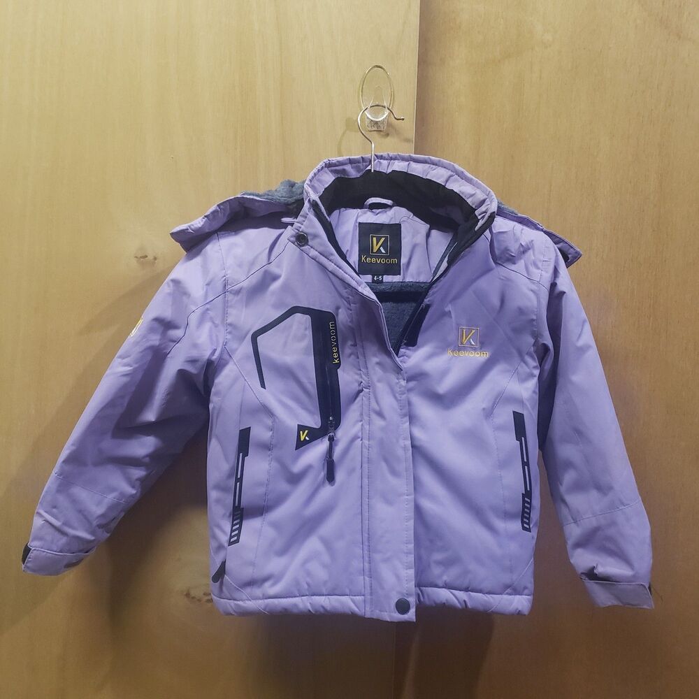 Keevoom Girls Purple Long Sleeve Hooded Waterproof Jacket Sz 4-5 SSS